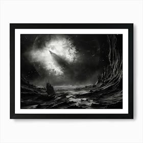 Interstellar Voyage Abstract Black And White 4 Art Print