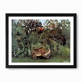 The Hungry Lion Throws Itself On The Antelope, Henri Rousseau Art Print