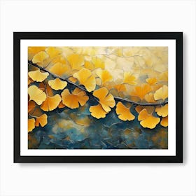 Golden Ginkgo Biloba Abstract 2 Art Print