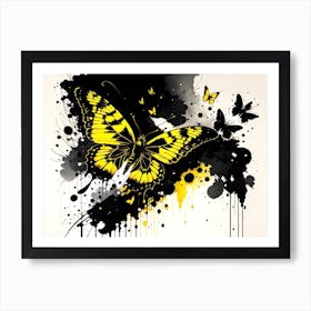 Black And Yellow Butterfly Art Print