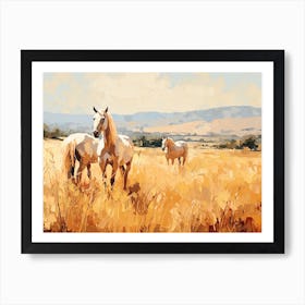 Horses Painting In Tuscany, Italy, Landscape 3 Art Print