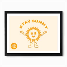 Stay Sunny Retro Cartoon Sunshine Art Print