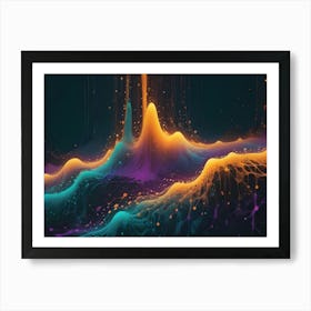 Abstract Image Of A Colorful, Fluid, And Swirling Landscape With Pops Of Color And Glowing Highlights, Resembling A Nebula Or A Cosmic Scene Art Print