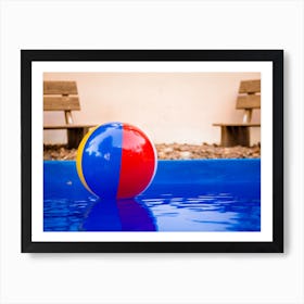 Colorful Beach Ball Floating In Pool 1 Art Print