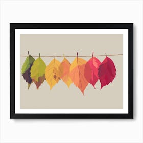 Falling for Fall -mAutumn Leaves Hanging On A Line Art Print