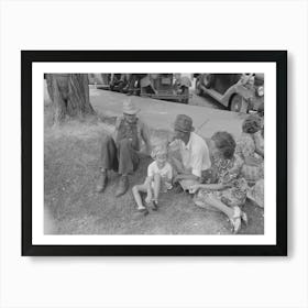 Farm People On Lawn In Front Of Courthouse, Saturday Afternoon, Tahlequah, Oklahoma By Russell Lee Art Print