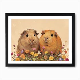 Floral Animal Illustration Guinea Pig Art Print