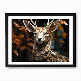 Technopunk deer in the forest. 17 Art Print