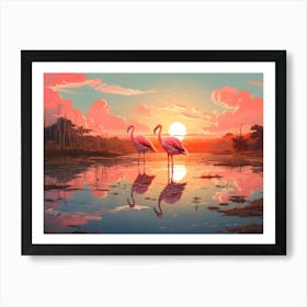 Flamingo Fun 6 Art Print