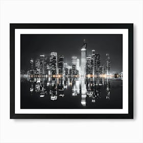 City Skyline At Night Art Print