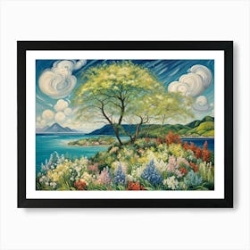 Tree By The Sea Art Print