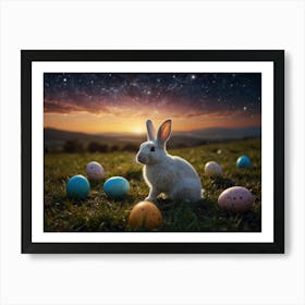 Easter Bunny With Easter Eggs Art Print