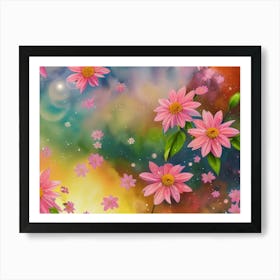 Pink Flowers In The Sky Art Print