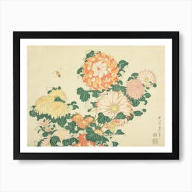 Chrysanthemums And Bee, Katsushika Hokusai Art Print