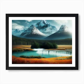 Waterfall In The Mountains 4 Art Print