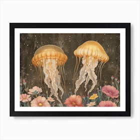 Floral Animal Illustration Jellyfish 2 Art Print