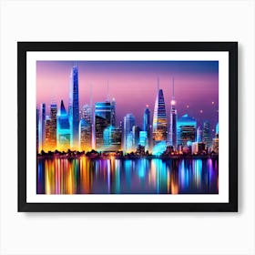 Cityscape At Night Art Print