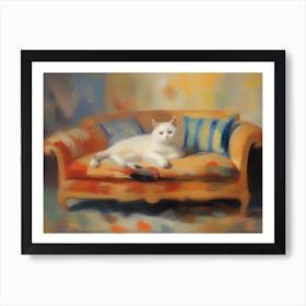 Cat On A Couch Art Print