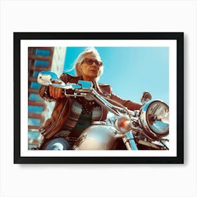 Old Lady On A Motorcycle Art Print