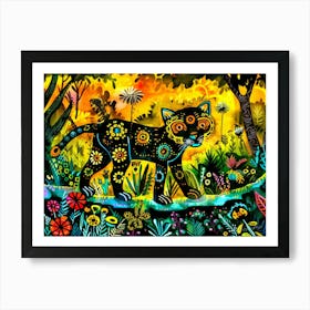 Serengeti Wild Cat 2 - Batik Panther Art Print