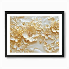 3d Gold Marble Floral Poster