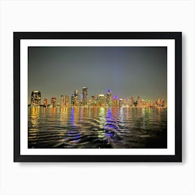 The Miami Skyline At Night (Miami at Night Series) Art Print