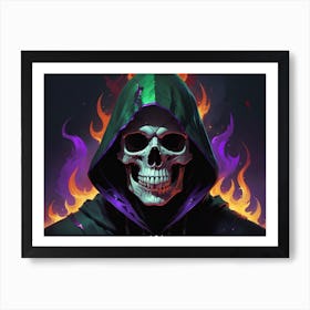 Skeleton In Flames 6 Art Print