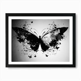 Butterfly In Black And White Art Print