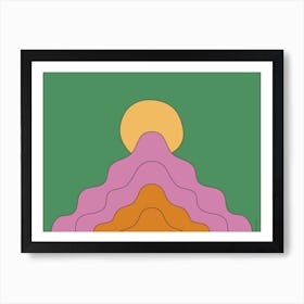 Open Your Mind Landscape Green And Pink Colourful Bold Playful Wavy Art Print