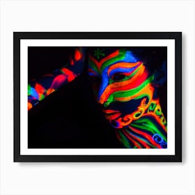 Woman With Make Up Art Of Glowing Uv Fluorescent Powder 3 Art Print