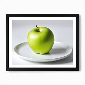 A Green Apple On A White Plate Upscaled 1701536331111 Art Print