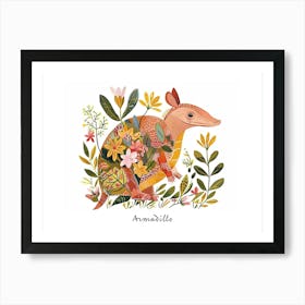 Little Floral Armadillo 1 Poster Art Print