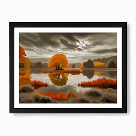 Autumn Trees By The Lake Art Print