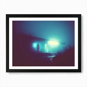 In Front of the Misty Neon Glowing Hut Art Print