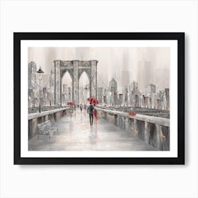 Roses Brooklyn Bridge, New York Art Print