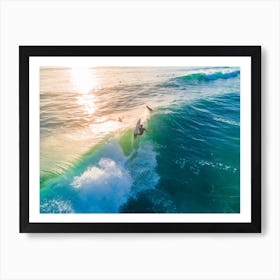 Sunset Surfing In San Diego Art Print