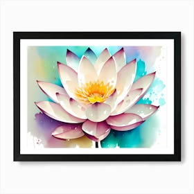 Lotus Flower Watercolor Painting Art Print