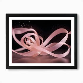 Abstract Image Of A Pink Ribbon Swirling On A Black Background Art Print