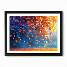 Autumn Leaves In The Rain Art Print