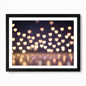 A Blurred Background Of Heart Shaped Lights, Creating A Romantic And Festive Atmosphere, Perfect For A Valentine S Day Or Love Themed Design Art Print