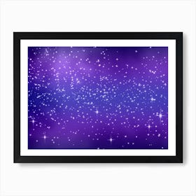 Purple And Blue Tone Shining Star Background Art Print