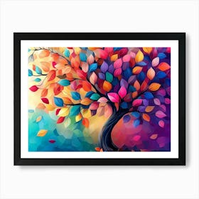 Elegant Colorful Tree With Vibrant Leaves Hanging Branches 14 Poster