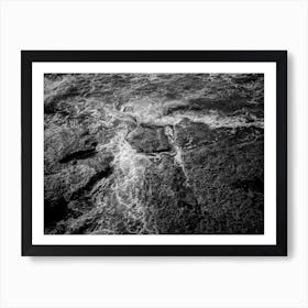 White Sea Foam And Black Rocks Surface 1 Art Print