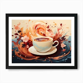 Coffee Cup With Splashes Affiche