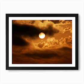 Brown Moon Sun Orange burnt sky sunset sunrise cloud photo photography Art Print