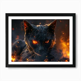 Black Cat On Fire 2 Art Print