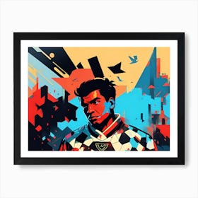 Soccer Player In A City Art Print