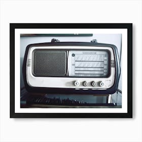 Grayscale Photography Of Gray And Black Magnadyne Transistor Radio Art Print