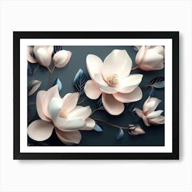 Abstract Background Of 3d Magnolia Flowers 1 Art Print