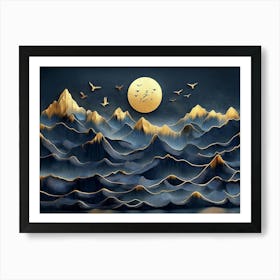 Moon Over The Mountains Art Print